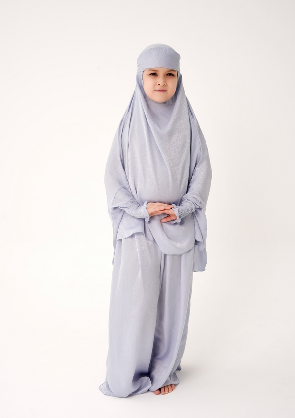 The Mini Jilbab Dress – “Silver Grey Velvet”