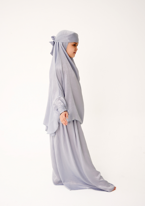 The Mini Jilbab Dress – “Silver Grey Velvet”