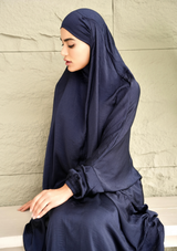 Prayer Dress set + Velvet Prayer Mat - Navy Blue