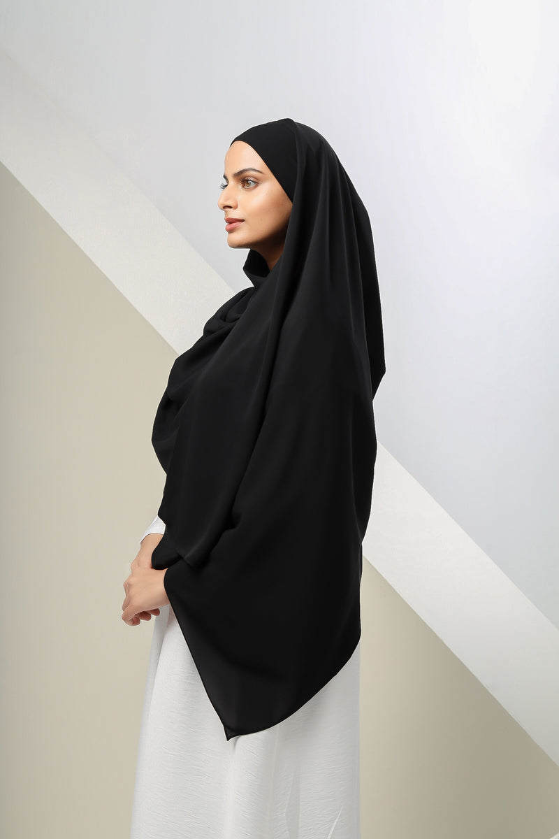 Maryam Madina Silk Hijab -  Pure Black