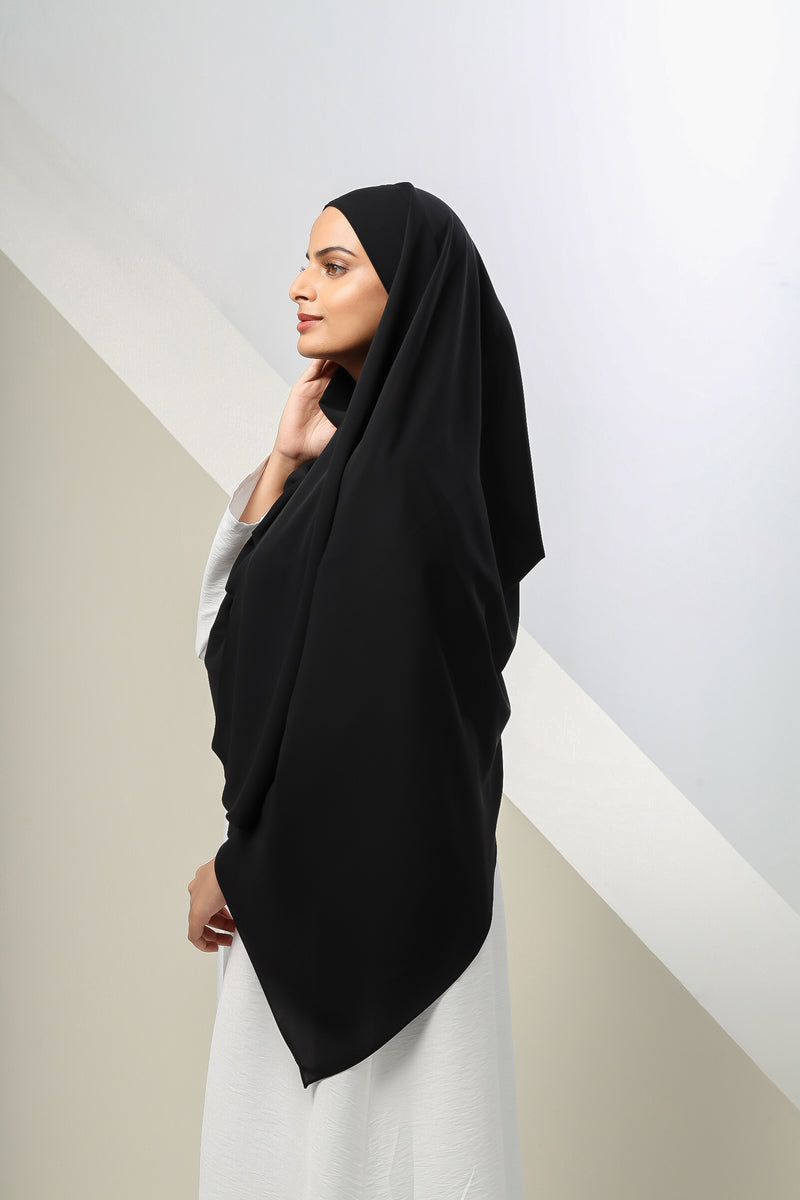 Maryam Madina Silk Hijab -  Pure Black